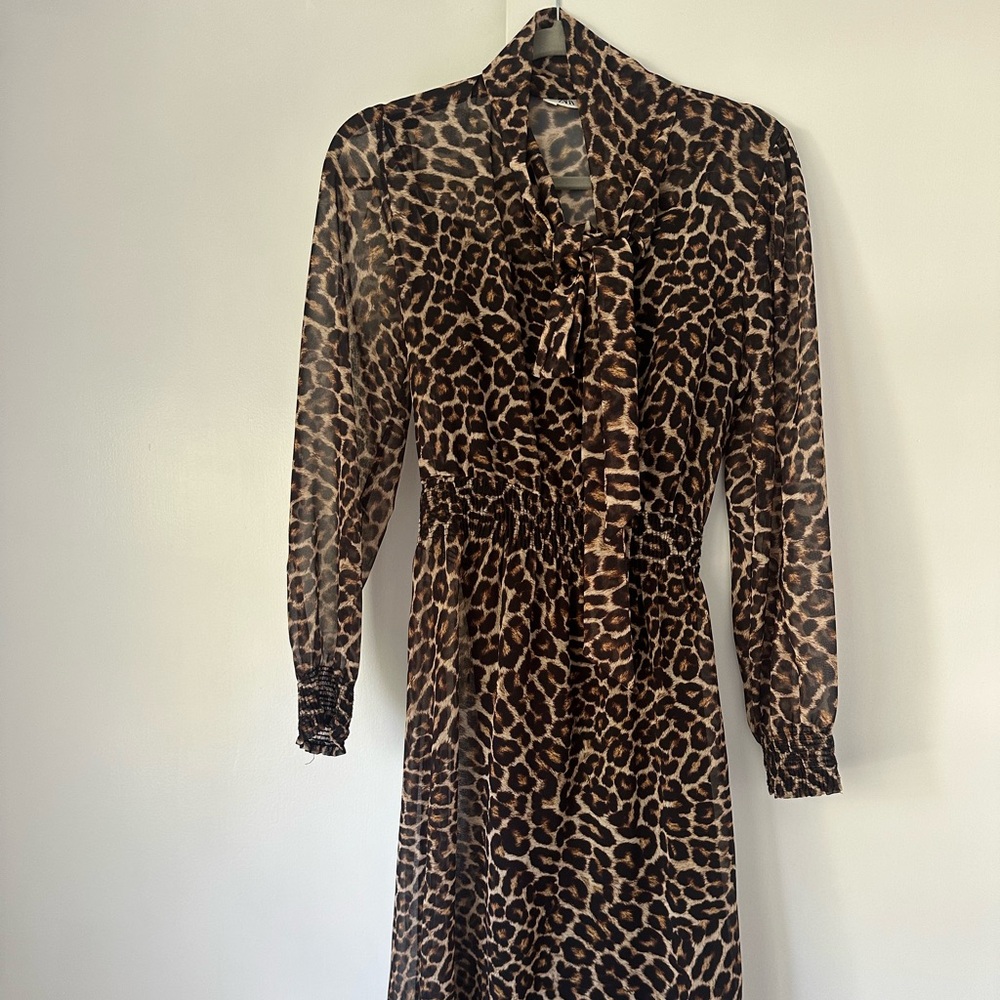 Leopard Print Long Sleeve Dress